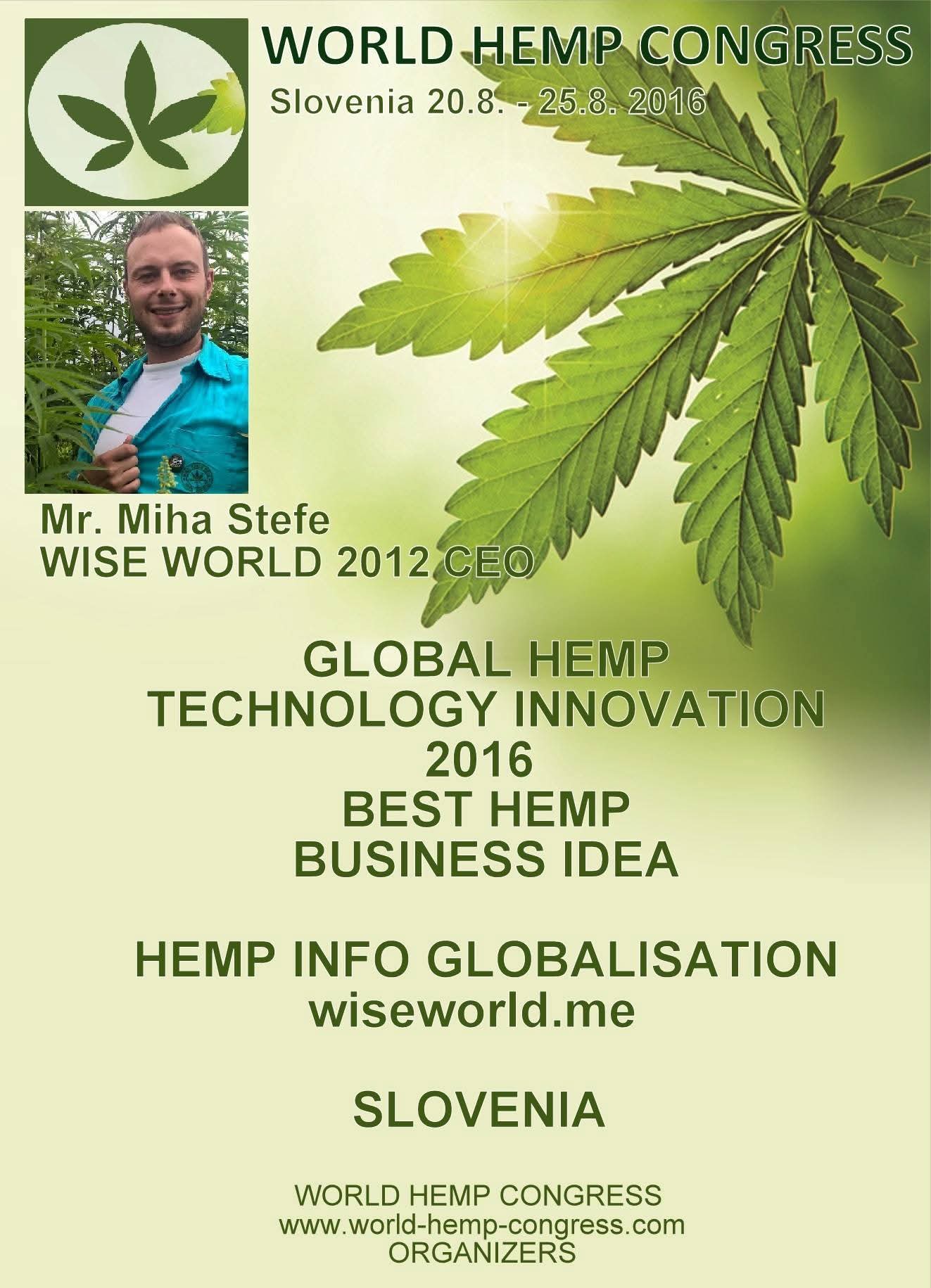 World Hemp Congress · Slovenija, 20.–25. avgust 2016